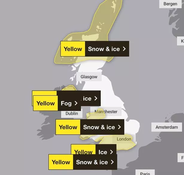 英国气象局发布长达11小时的天气预警，每小时的降雪地图